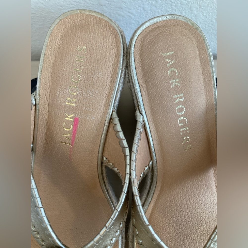 Jack Rogers Metallic Gold Espadrille Wedges - Picture 2 of 8